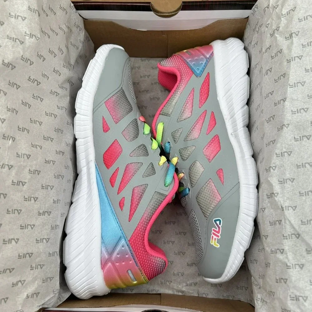 Fila‎ Youth Girl's Athletic Sneakers Size 5 Gray-Multicolor Lightweight Comfort